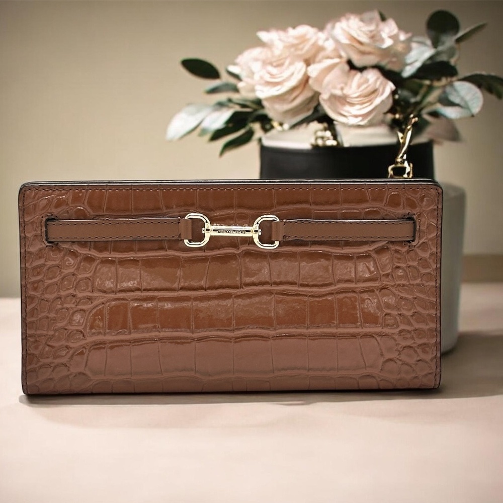 MICHAEL KORS Carson Large Crocodile Embossed Wallet